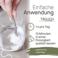 Pro Basan Complete is easy to use: Take once a day; let it soak in a liquid for 10 minutes—convenient for on the go; stir the powder into a glass of water.