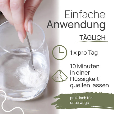 Pro Basan Complete is easy to use: Take once a day; let it soak in a liquid for 10 minutes—convenient for on the go; stir the powder into a glass of water.