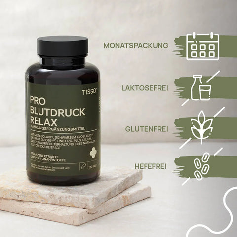 Pro Blutdruck Relax; Features: Monthly supply, lactose-free, gluten-free, yeast-free
