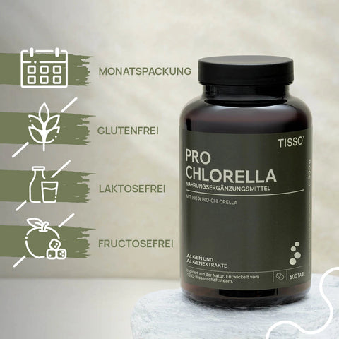 Pro Chlorella Bottle; Features: Monthly supply, gluten-free, lactose-free, fructose-free