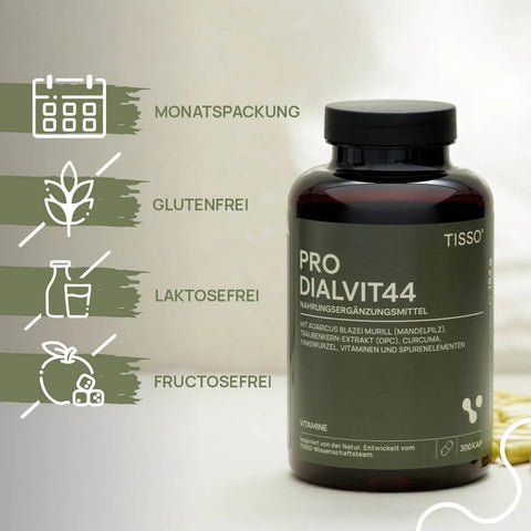 Pro Dialvit44 bottle; Features: Monthly supply, gluten-free, lactose-free, fructose-free