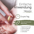 Pro Mucosa is easy to use: 3 times a day; hold one capsule between your fingers. A tip for swallowing, the “nod trick”: 1. Place the capsule on your tongue, 2. Take a sip of water, 3. Tuck your chin toward your chest, 4. Swallow