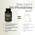 Was macht Pro Phytobiose aus? 14 Pflanzenextrakte und Natursubstanzen, inklusive Kapuzinerkresse und Meerrettich, plus Vitamin C, B12 und Zink – herkömmliches Produkt: wenige Pflanzen- bzw. Naturstoffe, ohne Kapuzinerkresse und Meerrettich, ohne Vitamin C, B12 und Zink