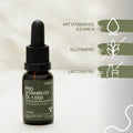 Pro Vitamin D3 Öl 1.000 dropper bottle; Features: contains vitamins D3, K2, and A; gluten-free; lactose-free