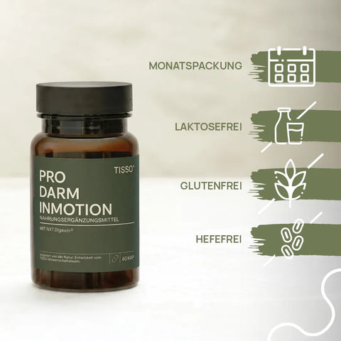 Pro Darm InMotion can; Features: Monthly supply, lactose-free, gluten-free, yeast-free