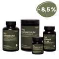Anti-Stress-Paket Plus – Verpackungen von Pro Omnineuro, Pro Magnesium, Pro Somnia Relax und Pro Biom Anti-Stress