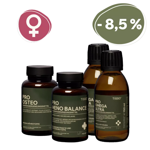 Menopause Package—packaging for Pro Osteo, Pro Meno Balance, and two bottles of Pro Omega Ultra