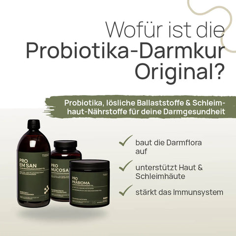 What is Probiotics Gut Cure Original used for? Probiotics, soluble fiber, and mucosal nutrients for your gut health: builds up the gut flora, supports the skin and mucous membranes, and strengthens the immune system