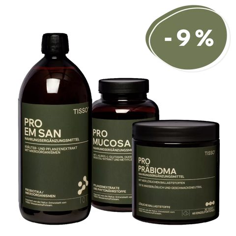 Probiotics Gut Cure Original—Packaging for Pro EM san, Pro Mucosa, and Pro Präbioma